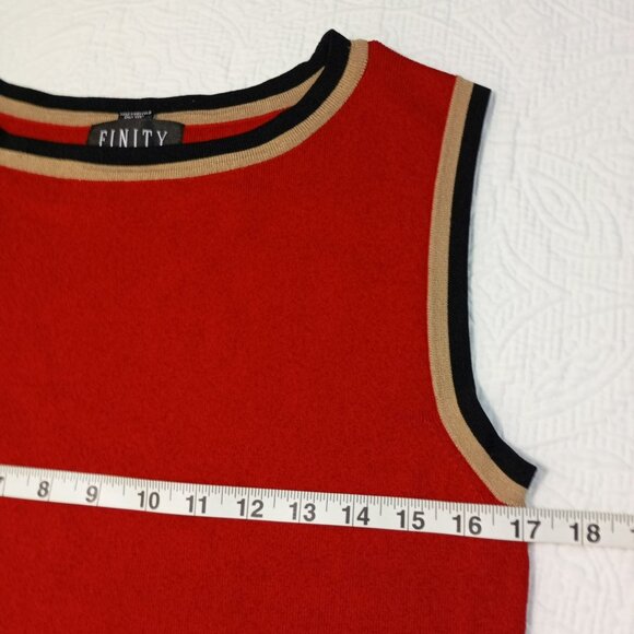 Finity Sweater Tank Top Womens Red Sleeveless Contrast Trim & Laser-Cut Hem Sz M - Picture 6 of 7